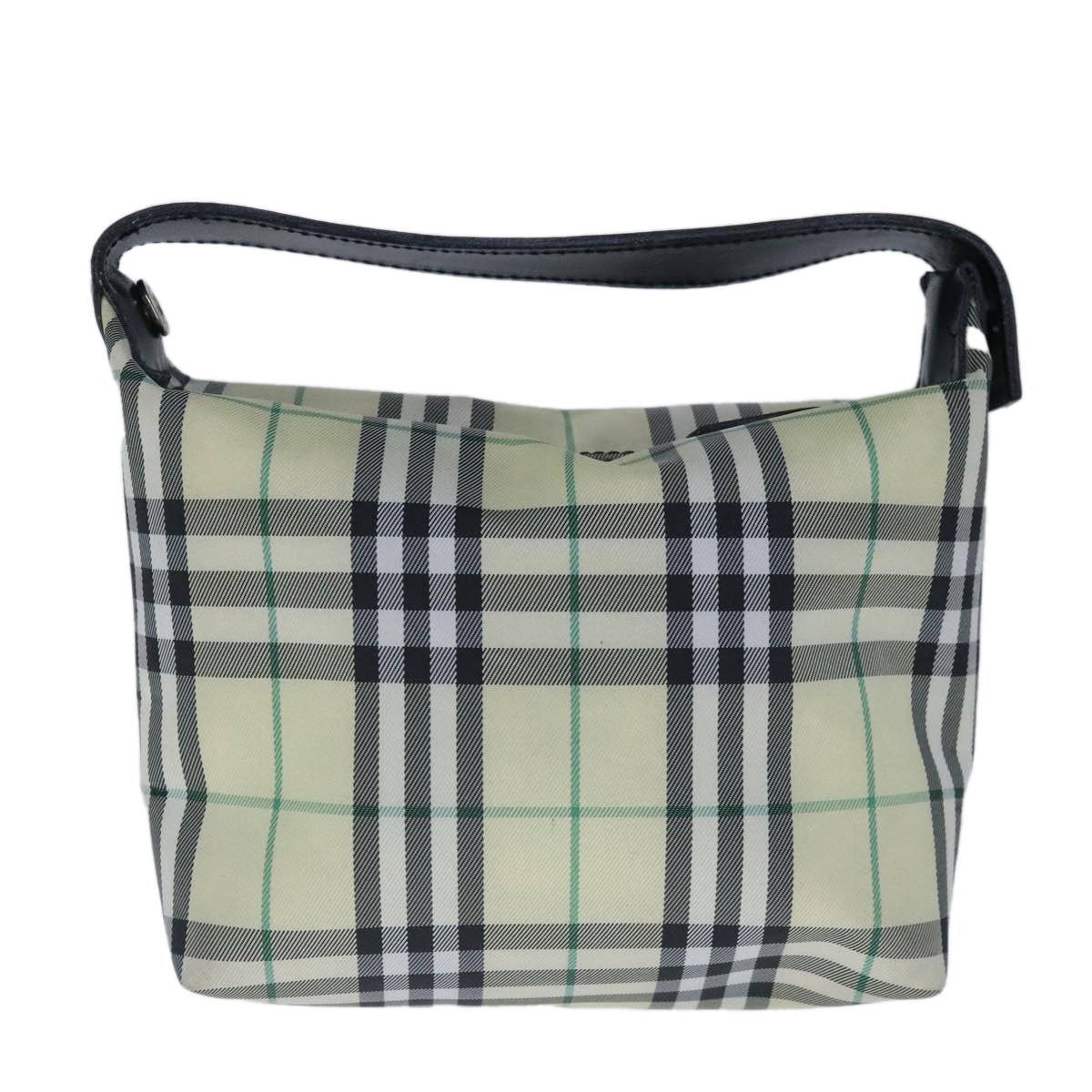 BURBERRY Nova Check Pouch Nylon Green Black Auth 102461