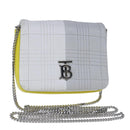 BURBERRY TB Chain Shoulder Bag Leather White Yellow Auth 102462V-1