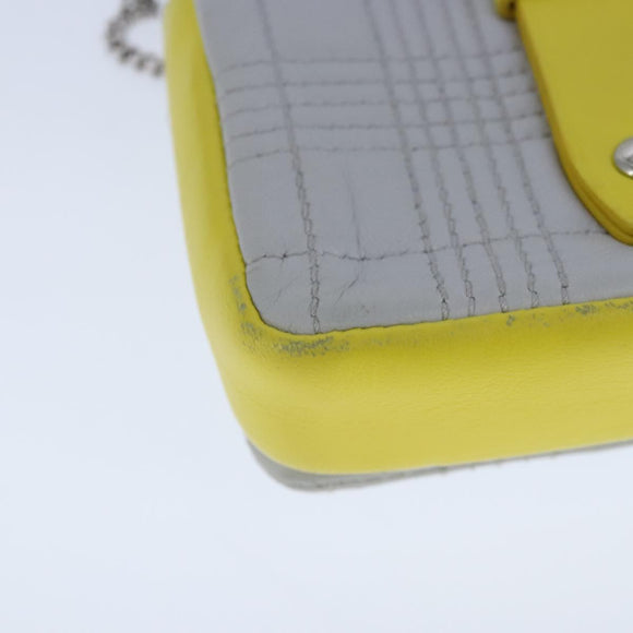 BURBERRY TB Chain Shoulder Bag Leather White Yellow Auth 102462V