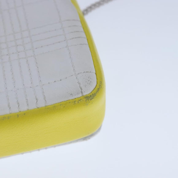 BURBERRY TB Chain Shoulder Bag Leather White Yellow Auth 102462V