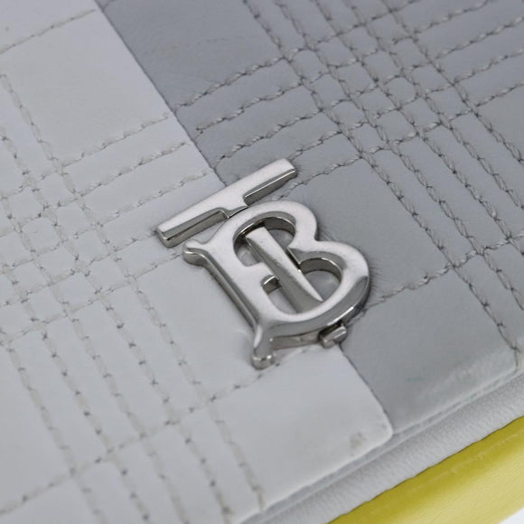 BURBERRY TB Chain Shoulder Bag Leather White Yellow Auth 102462V