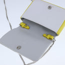 BURBERRY TB Chain Shoulder Bag Leather White Yellow Auth 102462V-15