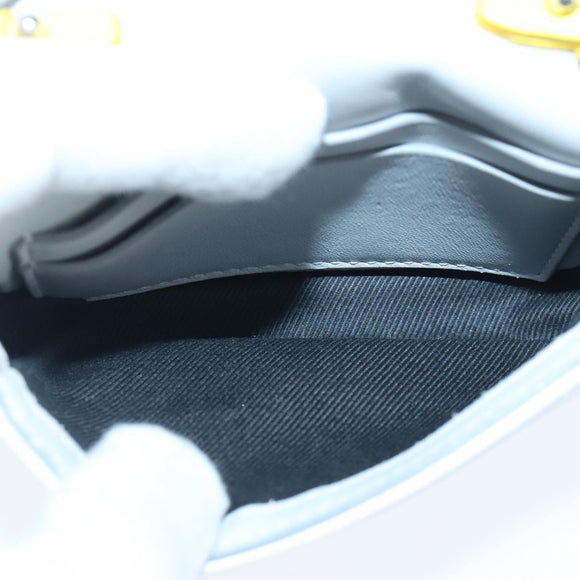 BURBERRY TB Chain Shoulder Bag Leather White Yellow Auth 102462V