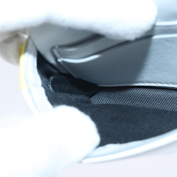 BURBERRY TB Chain Shoulder Bag Leather White Yellow Auth 102462V