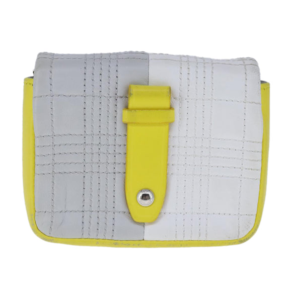 BURBERRY TB Chain Shoulder Bag Leather White Yellow Auth 102462V