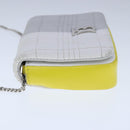 BURBERRY TB Chain Shoulder Bag Leather White Yellow Auth 102462V-4