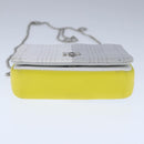 BURBERRY TB Chain Shoulder Bag Leather White Yellow Auth 102462V-9