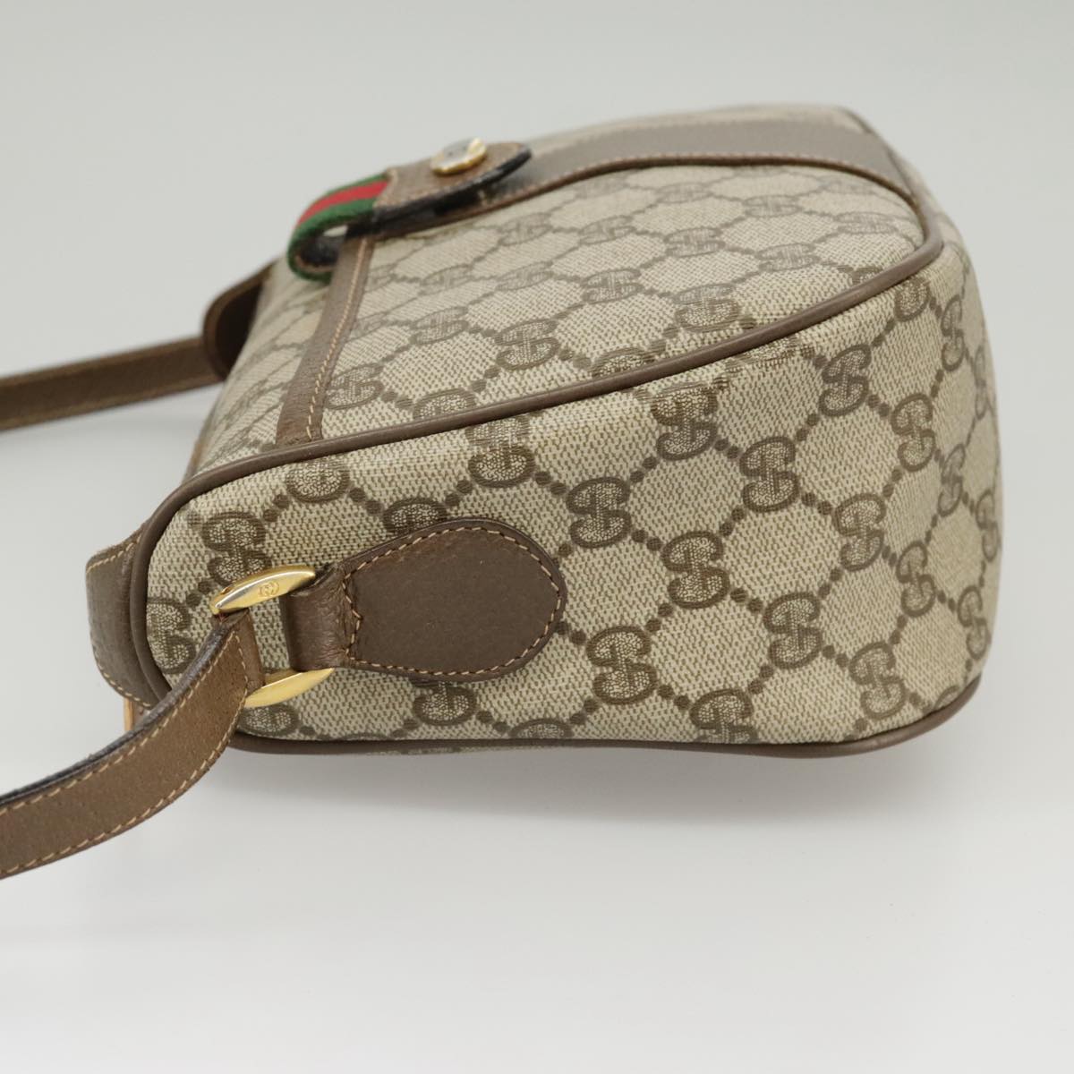 GUCCI GG Supreme Web Sherry Line Shoulder Bag PVC Beige 89 02 032 Auth 102467