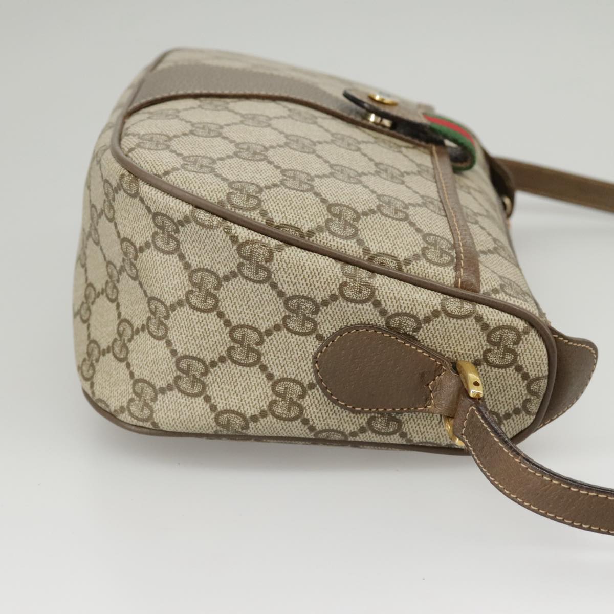 GUCCI GG Supreme Web Sherry Line Shoulder Bag PVC Beige 89 02 032 Auth 102467