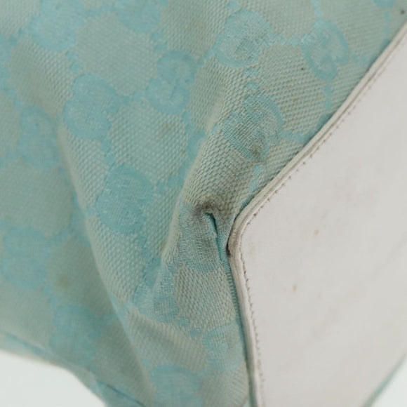 GUCCI GG Canvas Tote Bag Light Blue White Gold 002 1098 Auth 102471