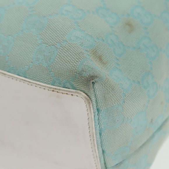 GUCCI GG Canvas Tote Bag Light Blue White Gold 002 1098 Auth 102471