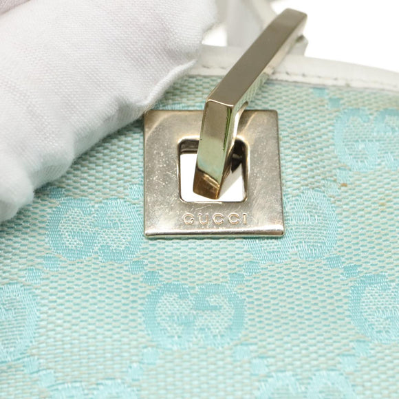 GUCCI GG Canvas Tote Bag Light Blue White Gold 002 1098 Auth 102471