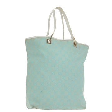 GUCCI GG Canvas Tote Bag Light Blue White Gold 002 1098 Auth 102471