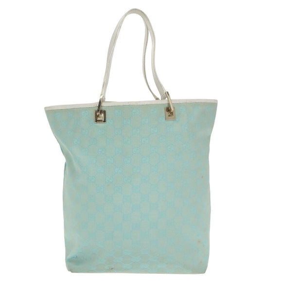 GUCCI GG Canvas Tote Bag Light Blue White Gold 002 1098 Auth 102471