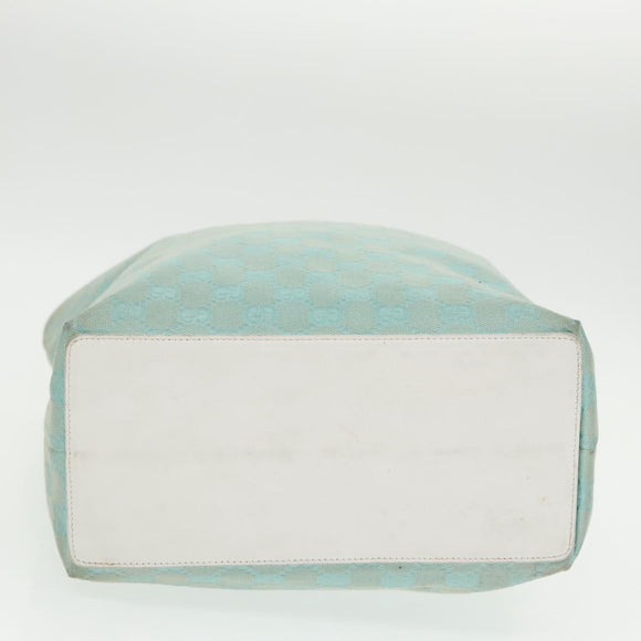 GUCCI GG Canvas Tote Bag Light Blue White Gold 002 1098 Auth 102471