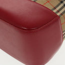 BURBERRY Nova Check Hand Bag Canvas  Leather Beige Red Auth 102476-16