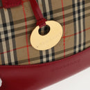 BURBERRY Nova Check Hand Bag Canvas  Leather Beige Red Auth 102476-10