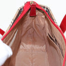 BURBERRY Nova Check Hand Bag Canvas  Leather Beige Red Auth 102476-18