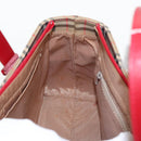 BURBERRY Nova Check Hand Bag Canvas  Leather Beige Red Auth 102476-19