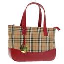 BURBERRY Nova Check Hand Bag Canvas  Leather Beige Red Auth 102476-1