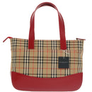 BURBERRY Nova Check Hand Bag Canvas  Leather Beige Red Auth 102476-2