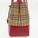 BURBERRY Nova Check Hand Bag Canvas  Leather Beige Red Auth 102476-3