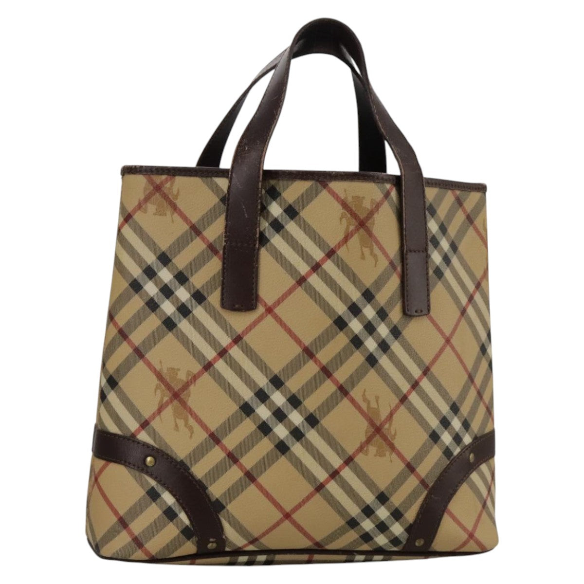 BURBERRY Nova Check Hand Bag PVC Beige Auth 102477