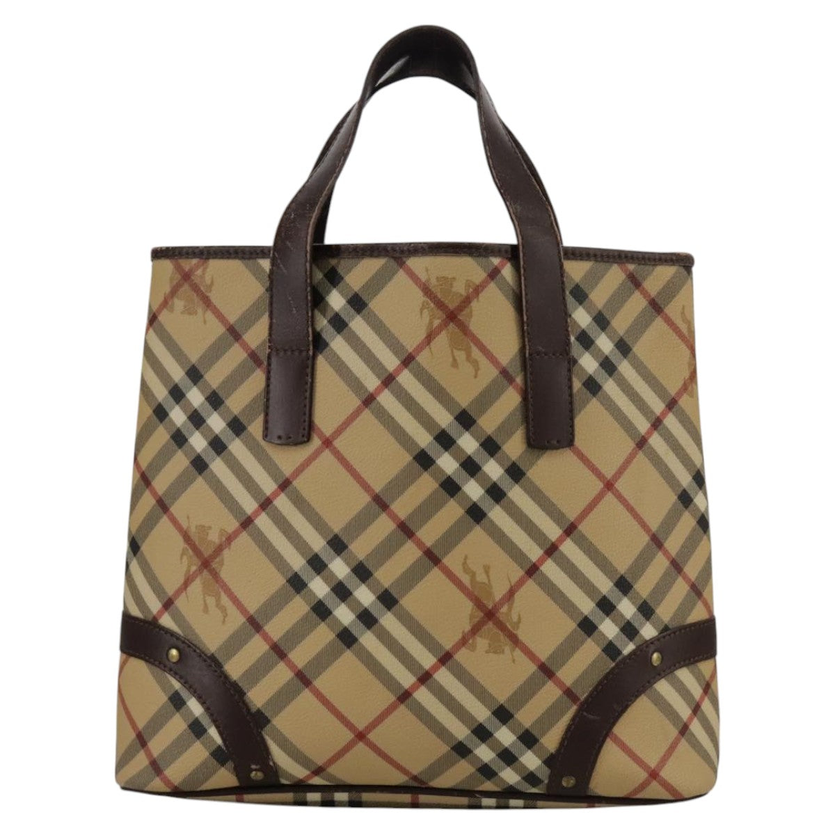 BURBERRY Nova Check Hand Bag PVC Beige Auth 102477 - 0