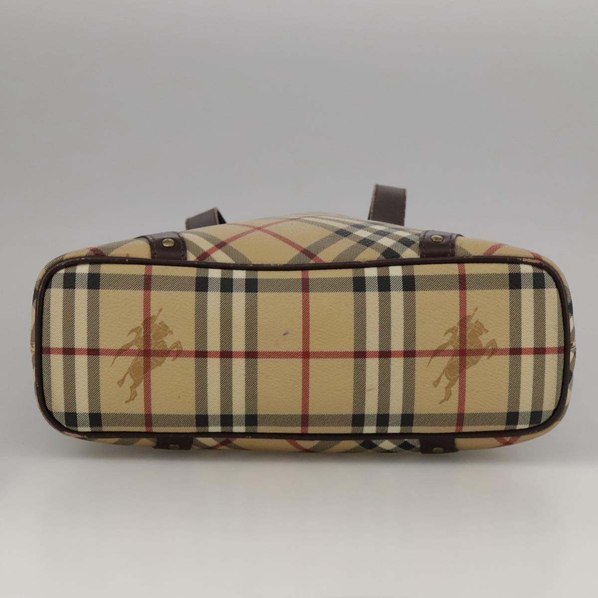 BURBERRY Nova Check Hand Bag PVC Beige Auth 102477