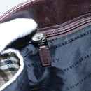 BURBERRY Nova Check Hand Bag Canvas 2way Beige Brown Silver Auth 102478-19