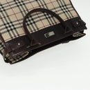 BURBERRY Nova Check Hand Bag Canvas 2way Beige Brown Silver Auth 102478-6