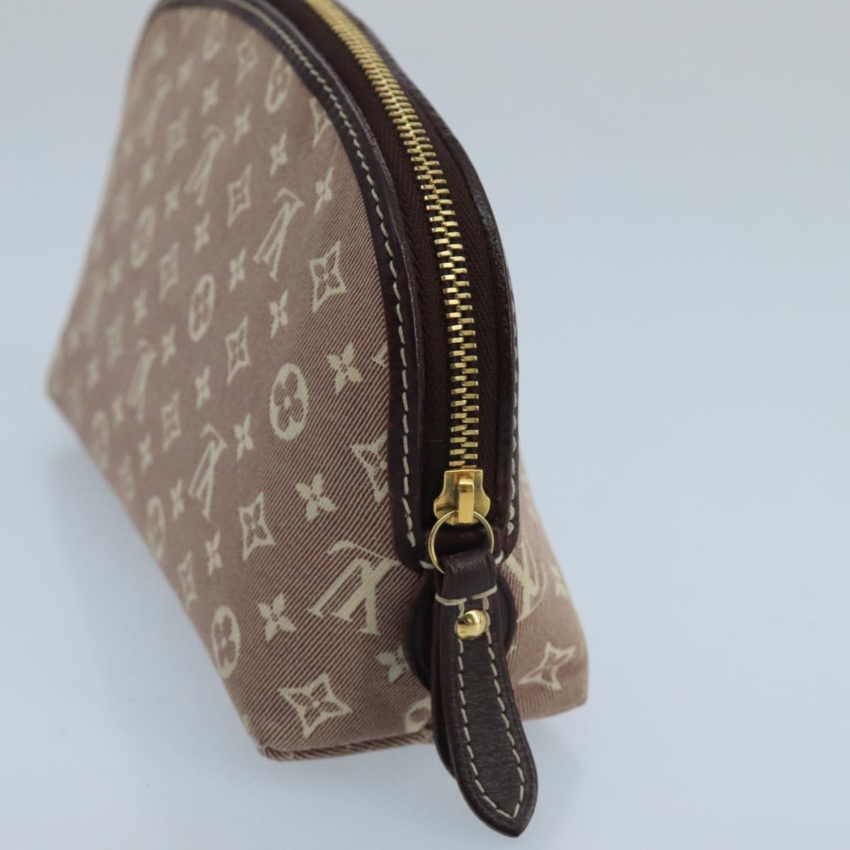 LOUIS VUITTON Monogram Idylle Pochette Cosmetic Pouch Sepia M40377 Auth 102488