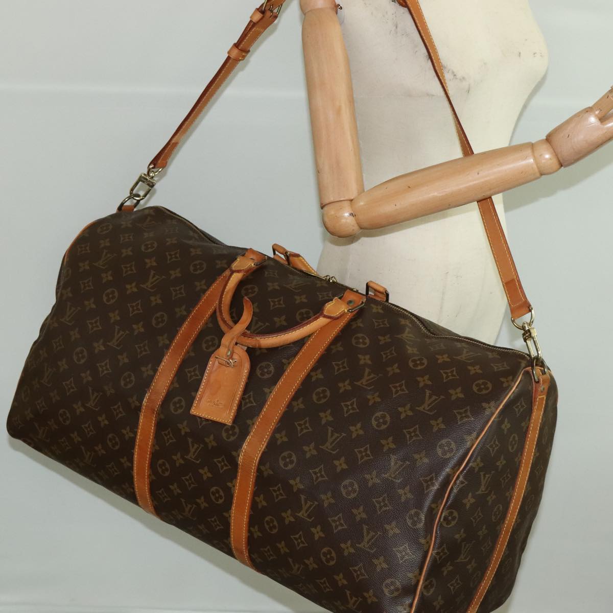 LOUIS VUITTON Monogram Keepall Bandouliere 60 Boston Bag M41412 LV Auth 102497