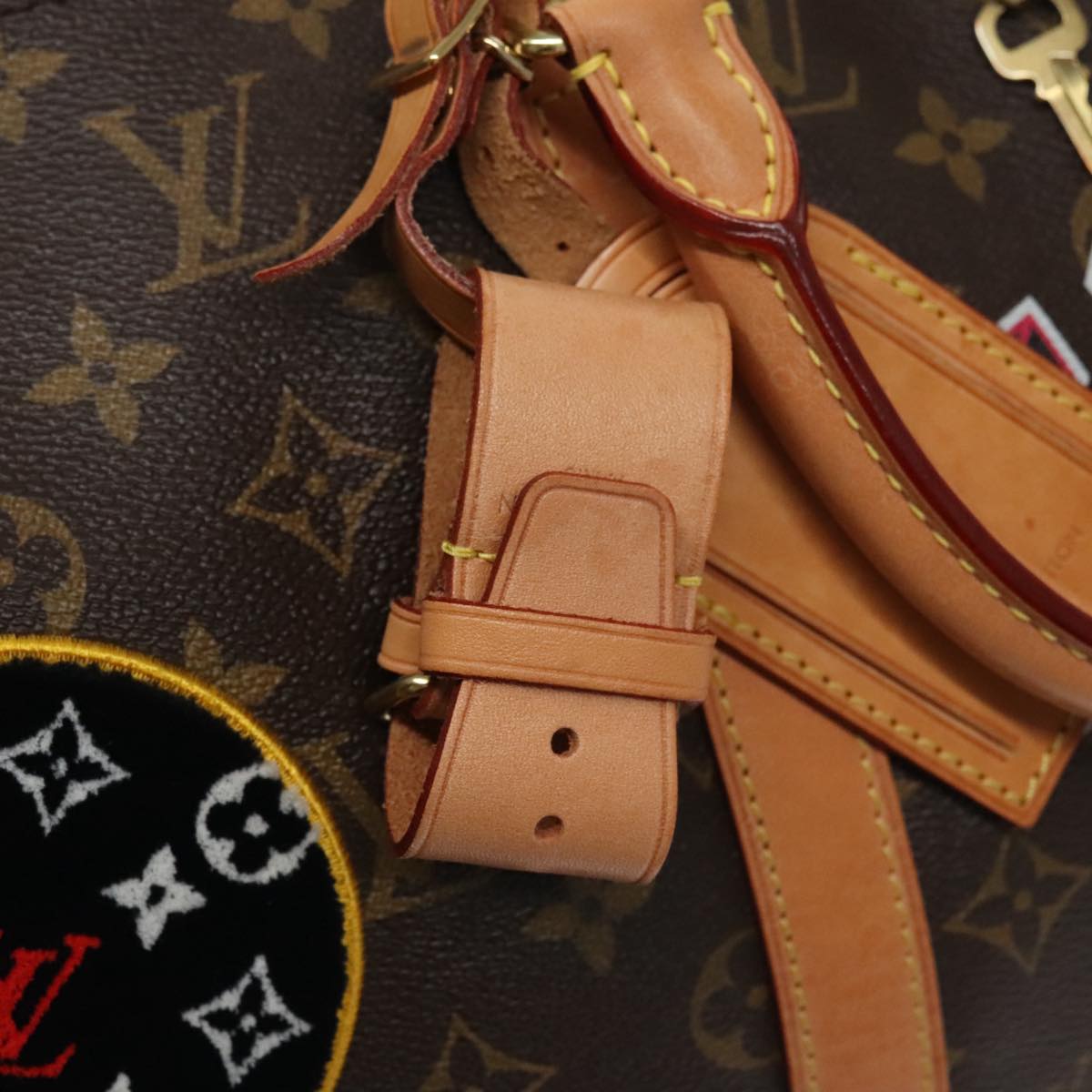 LOUIS VUITTON Monogram Patches Keepall Bandouliere 50 Bag M43996 LV Auth 102498A