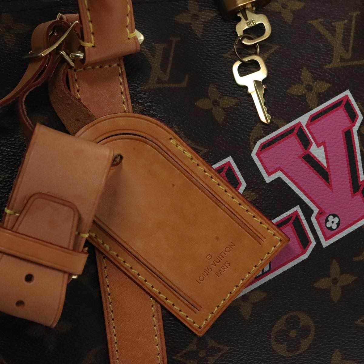 LOUIS VUITTON Monogram Patches Keepall Bandouliere 50 Bag M43996 LV Auth 102498A