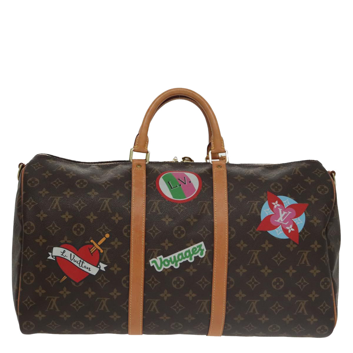 LOUIS VUITTON Monogram Patches Keepall Bandouliere 50 Bag M43996 LV Auth 102498A - 0