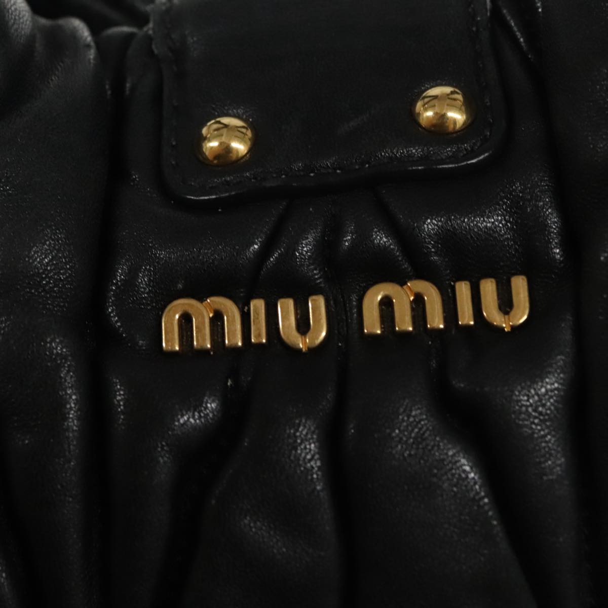 Miu Miu Matelasse Hand Bag Leather 2way Black Auth 102501