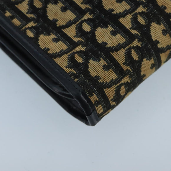 Christian Dior Trotter Canvas Shoulder Bag Navy Beige Gold Auth 102519