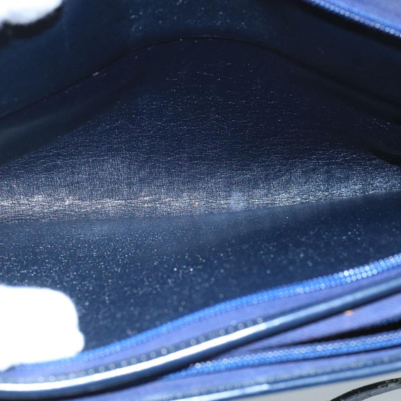 Christian Dior Trotter Canvas Shoulder Bag Navy Beige Gold Auth 102519