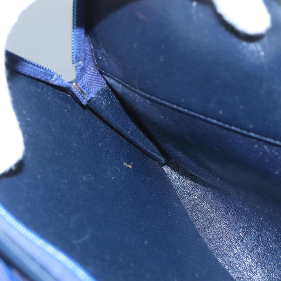 Christian Dior Trotter Canvas Shoulder Bag Navy Beige Gold Auth 102519