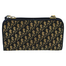 Christian Dior Trotter Canvas Shoulder Bag Navy Beige Gold Auth 102519-2