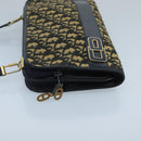 Christian Dior Trotter Canvas Shoulder Bag Navy Beige Gold Auth 102519-3