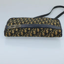 Christian Dior Trotter Canvas Shoulder Bag Navy Beige Gold Auth 102519-5