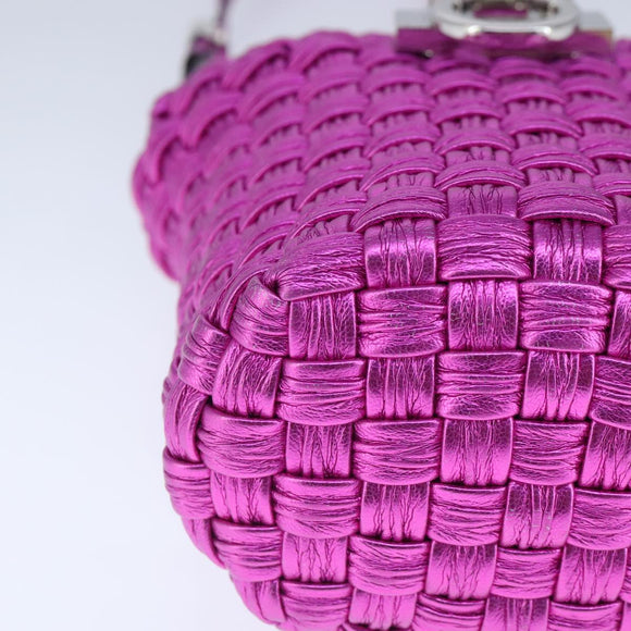 Salvatore Ferragamo Gancini Shoulder Bag Leather Pink Silver Auth 102537AV