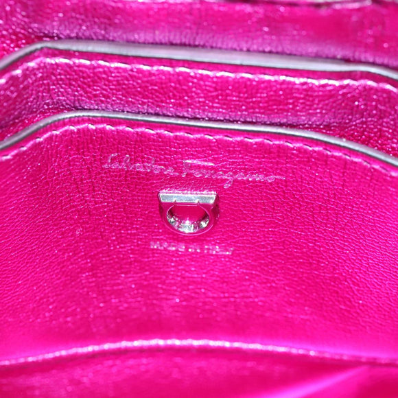 Salvatore Ferragamo Gancini Shoulder Bag Leather Pink Silver Auth 102537AV