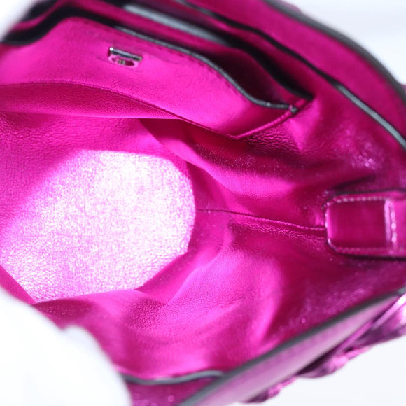 Salvatore Ferragamo Gancini Shoulder Bag Leather Pink Silver Auth 102537AV