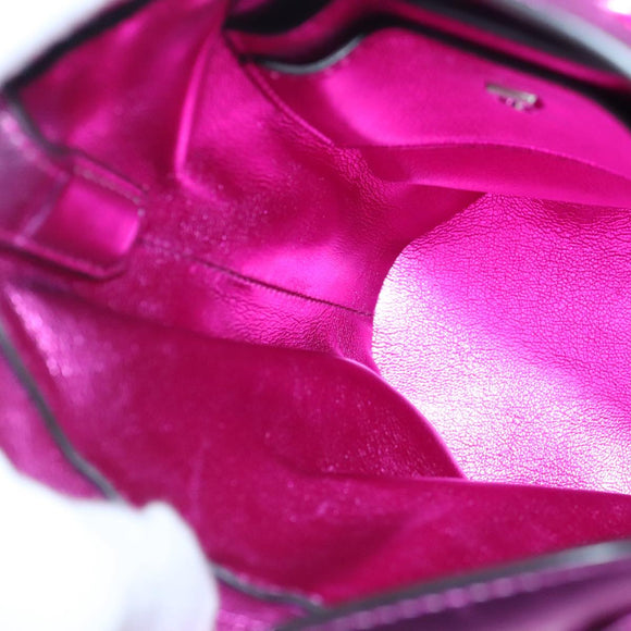 Salvatore Ferragamo Gancini Shoulder Bag Leather Pink Silver Auth 102537AV