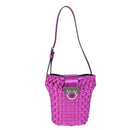 Salvatore Ferragamo Gancini Shoulder Bag Leather Pink Silver Auth 102537AV-13