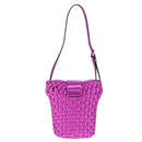 Salvatore Ferragamo Gancini Shoulder Bag Leather Pink Silver Auth 102537AV-2