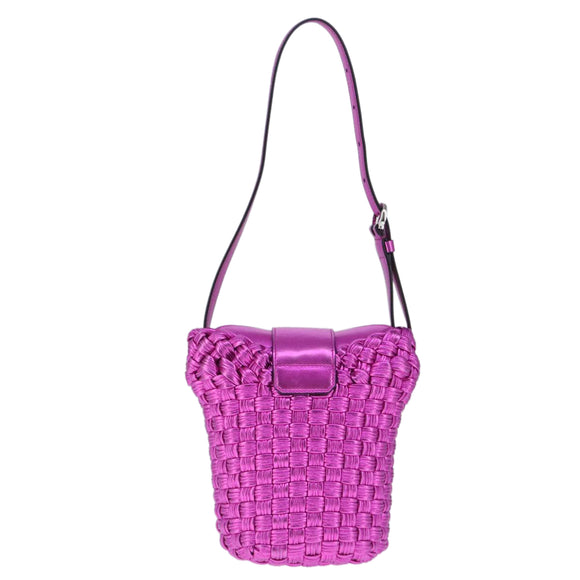 Salvatore Ferragamo Gancini Shoulder Bag Leather Pink Silver Auth 102537AV